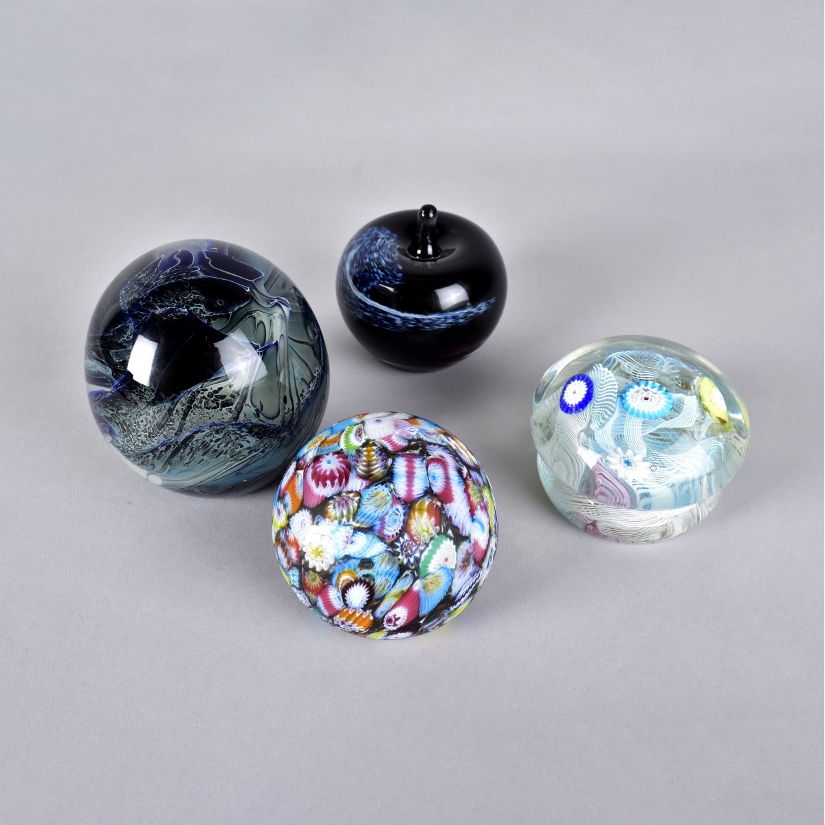 Four Vintage Art Glass Paperweights