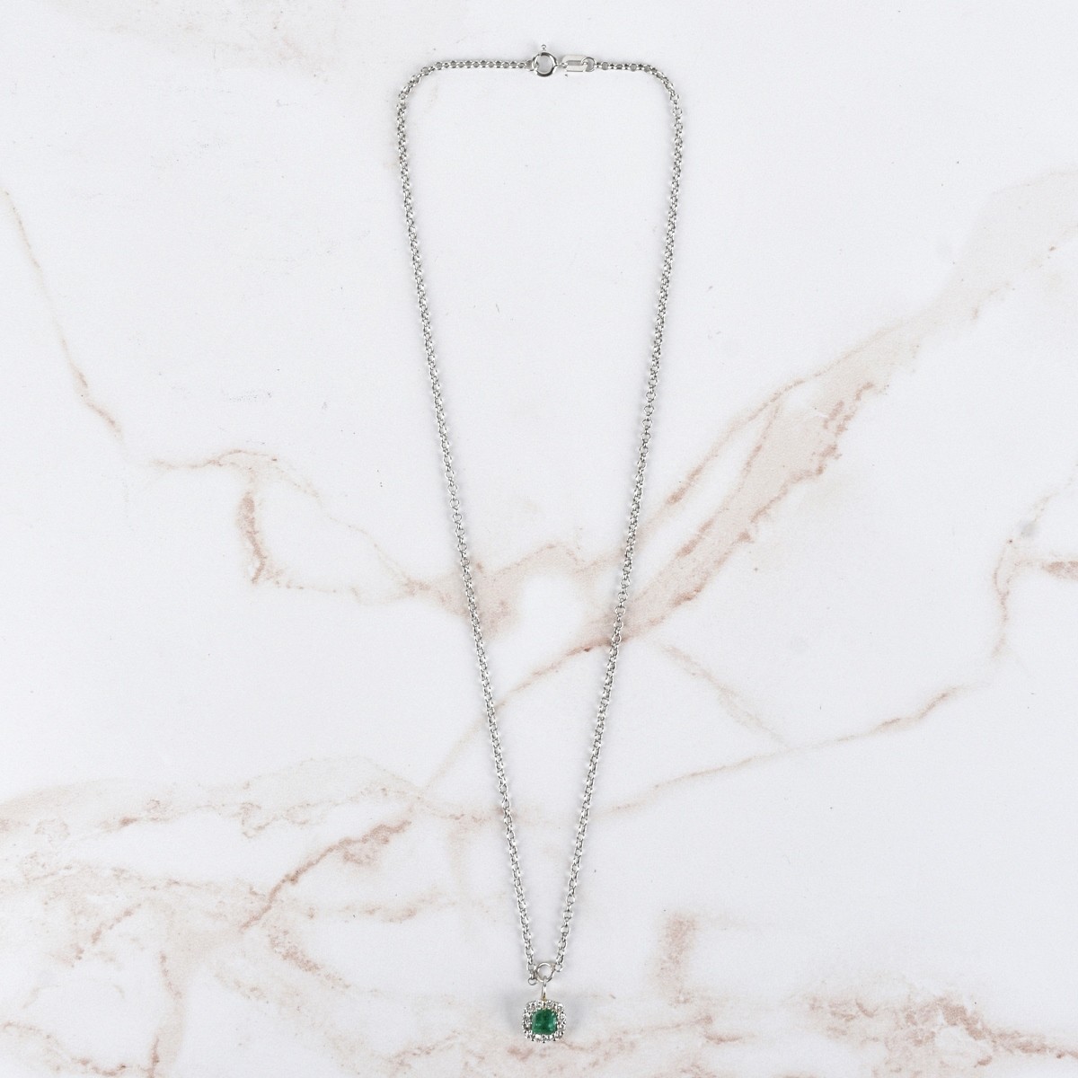 Emerald, Diamond and 14K Necklace