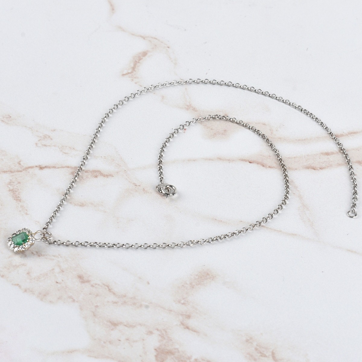 Emerald, Diamond and 14K Necklace