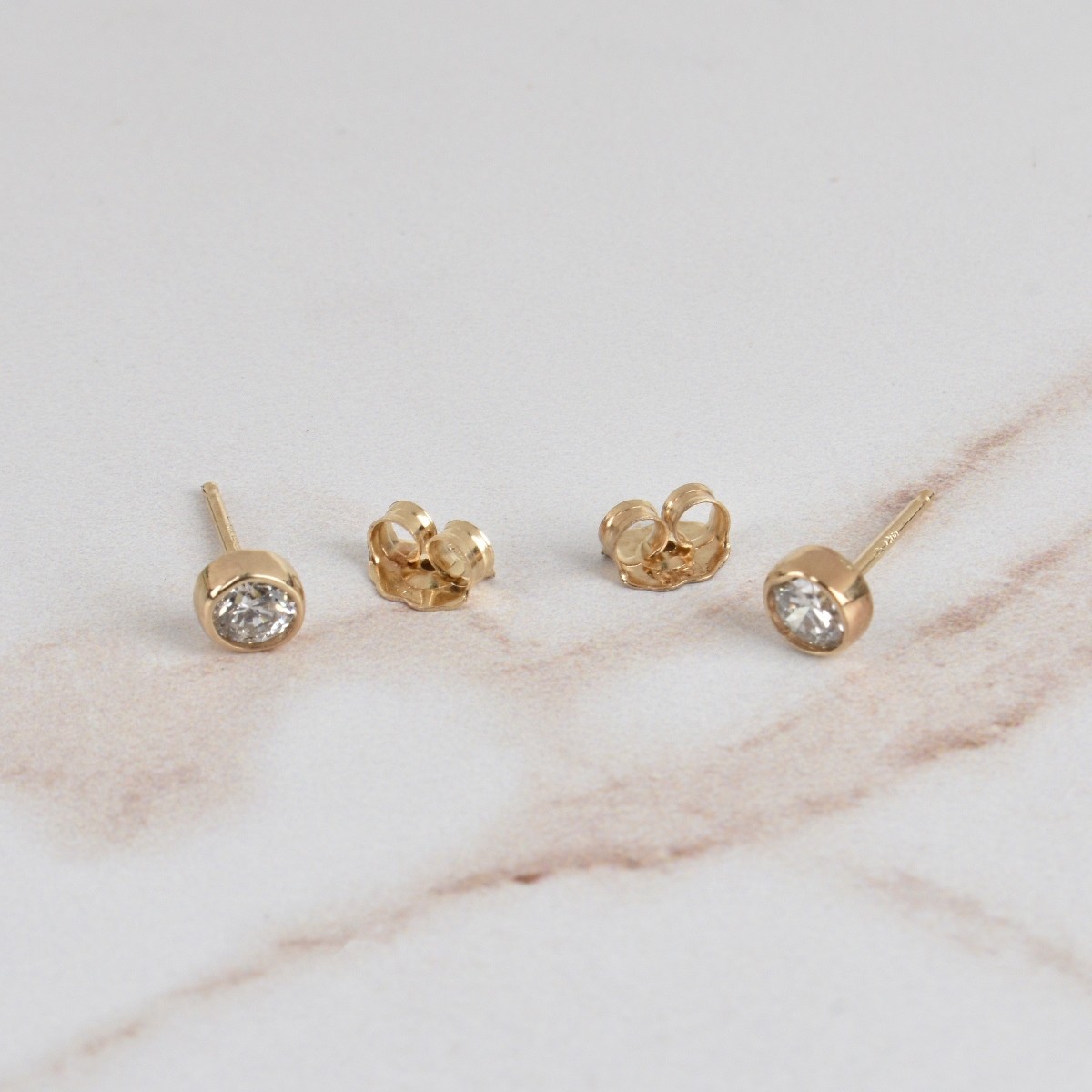 Diamond and 14K Ear Studs