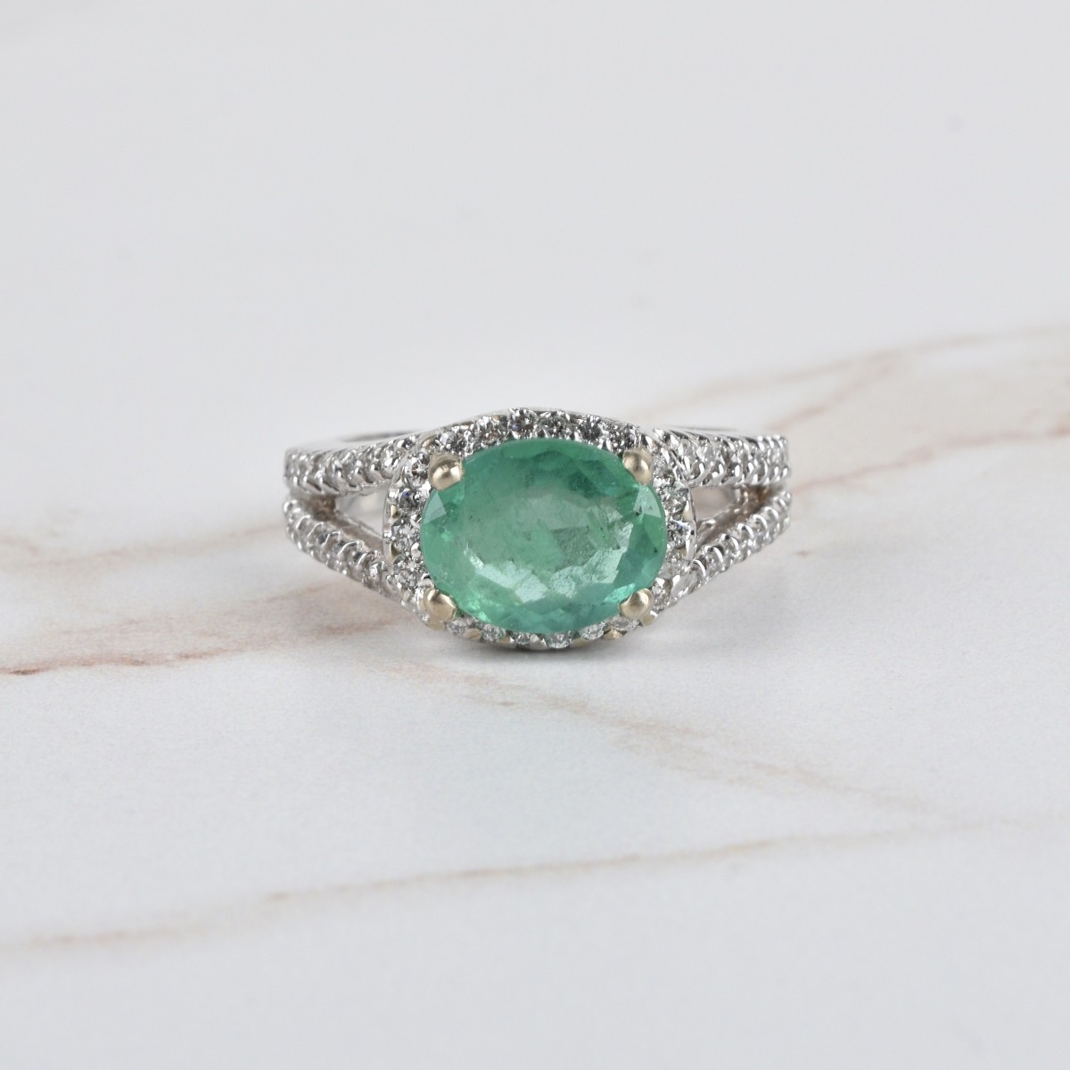 Emerald, Diamond and 18K Ring