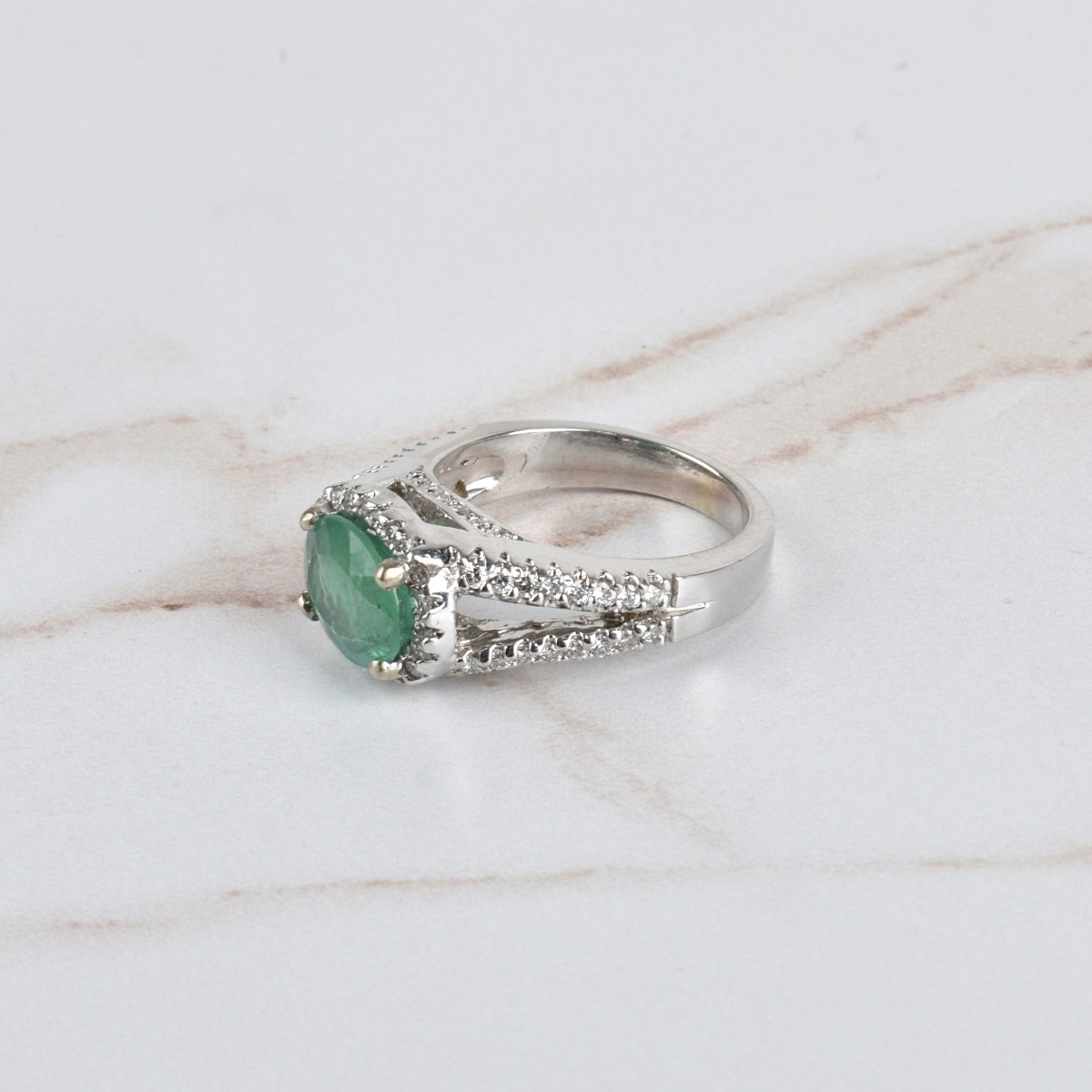 Emerald, Diamond and 18K Ring