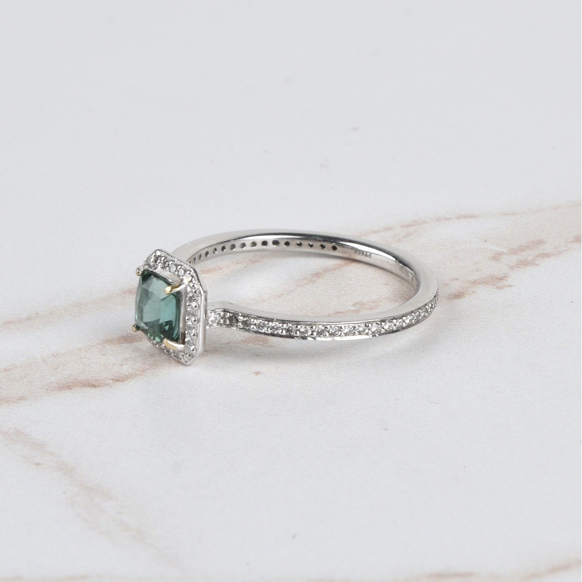 Tourmaline, Diamond and Platinum Ring