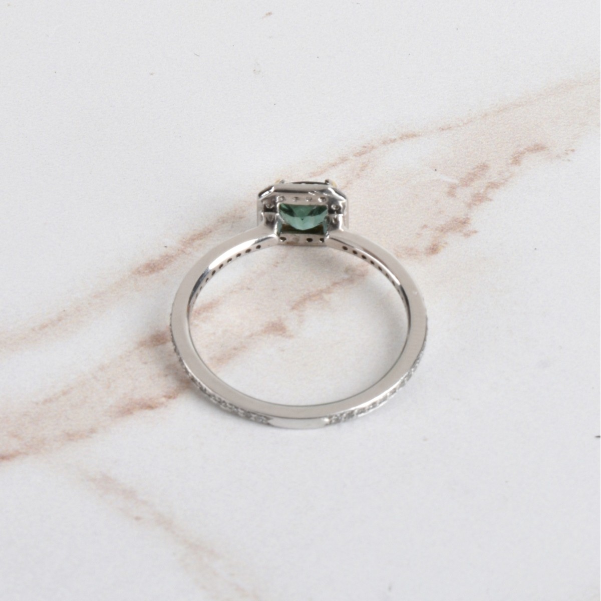 Tourmaline, Diamond and Platinum Ring