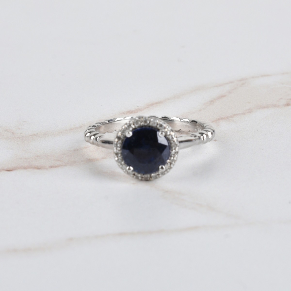 Sapphire, Diamond and 18K Ring