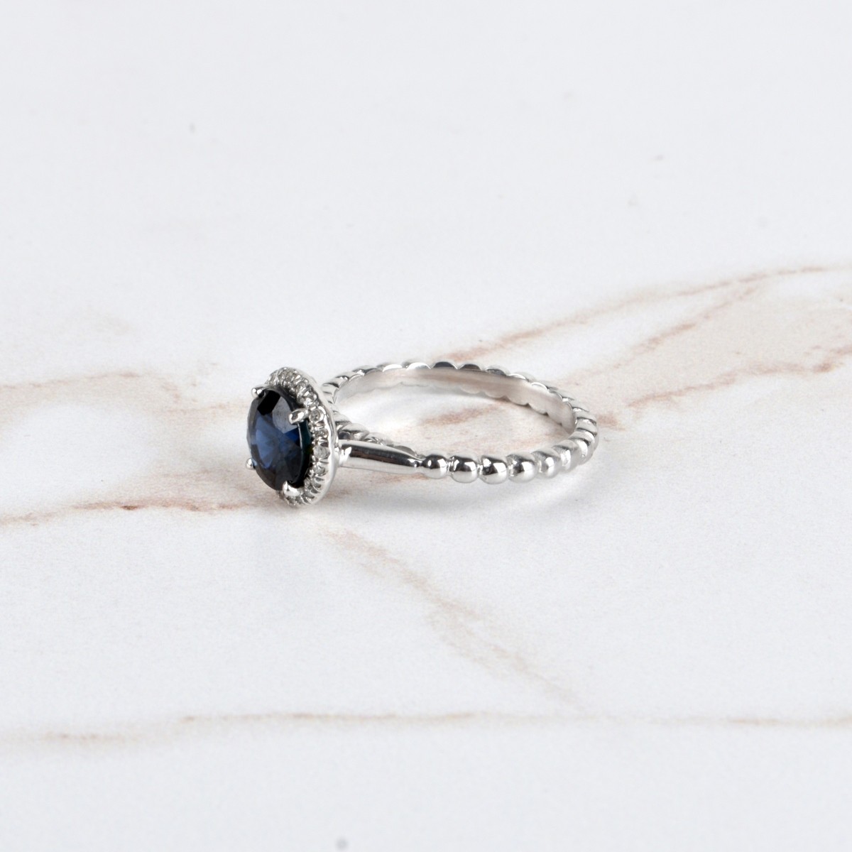 Sapphire, Diamond and 18K Ring