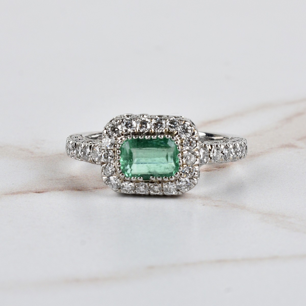 Emerald, Diamond and 14K Ring