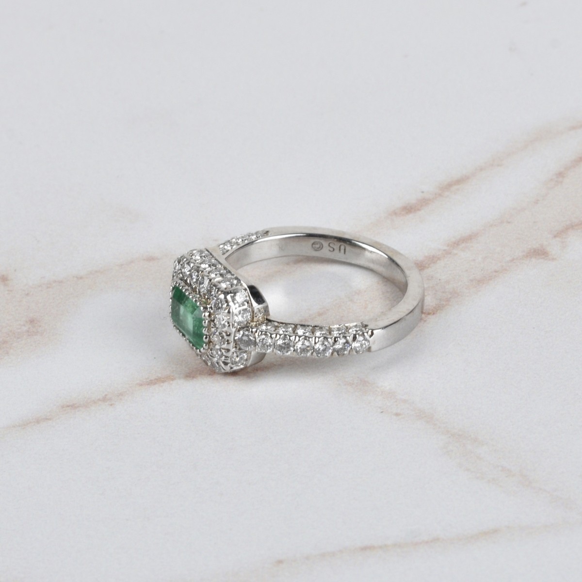 Emerald, Diamond and 14K Ring