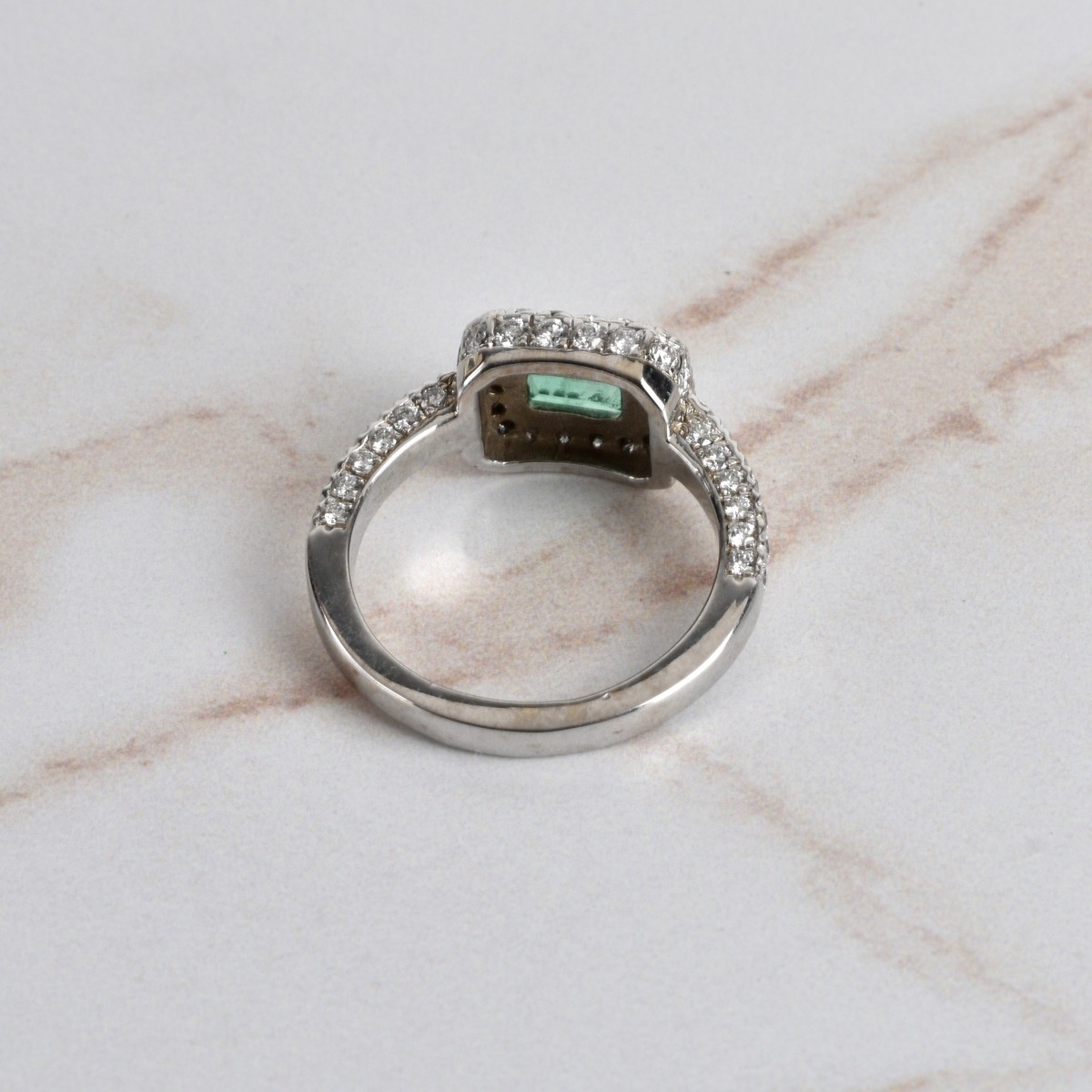 Emerald, Diamond and 14K Ring