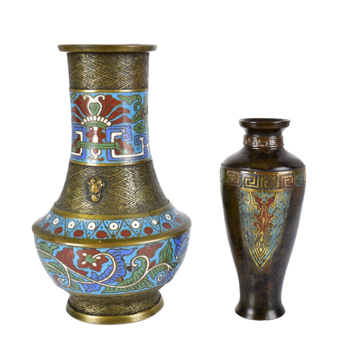 Two Antique Japanese Cloisonne Vases