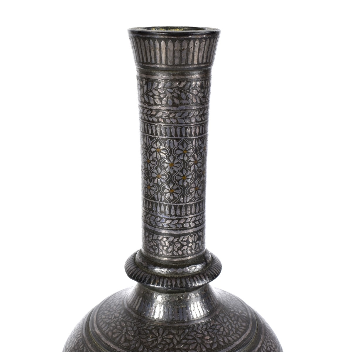 Antique Indian Bidri Bottle Vase