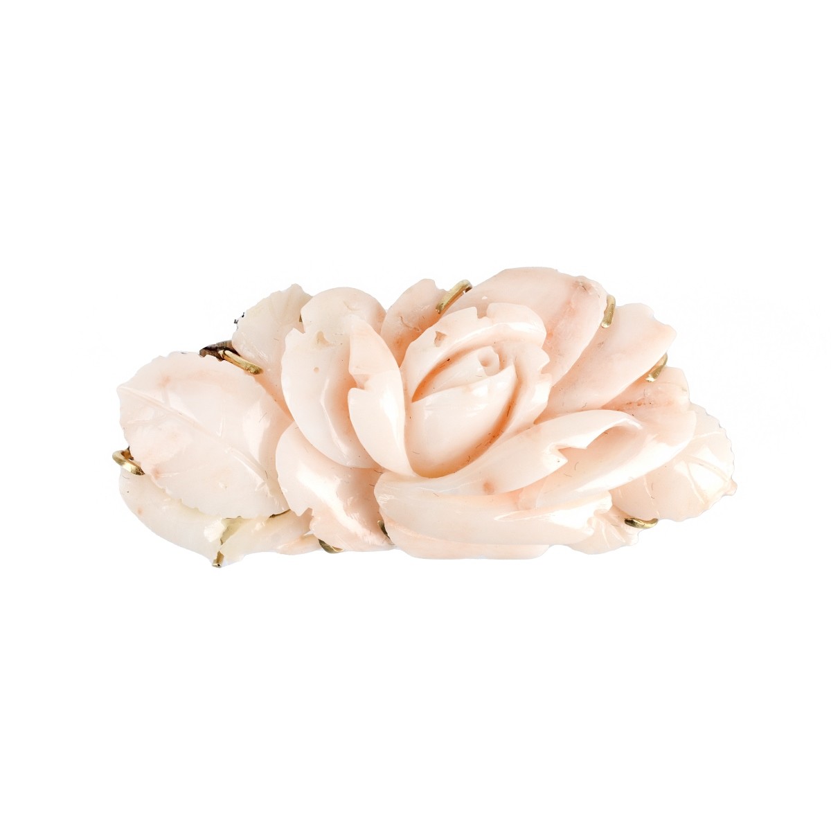 Coral and 14K Brooch