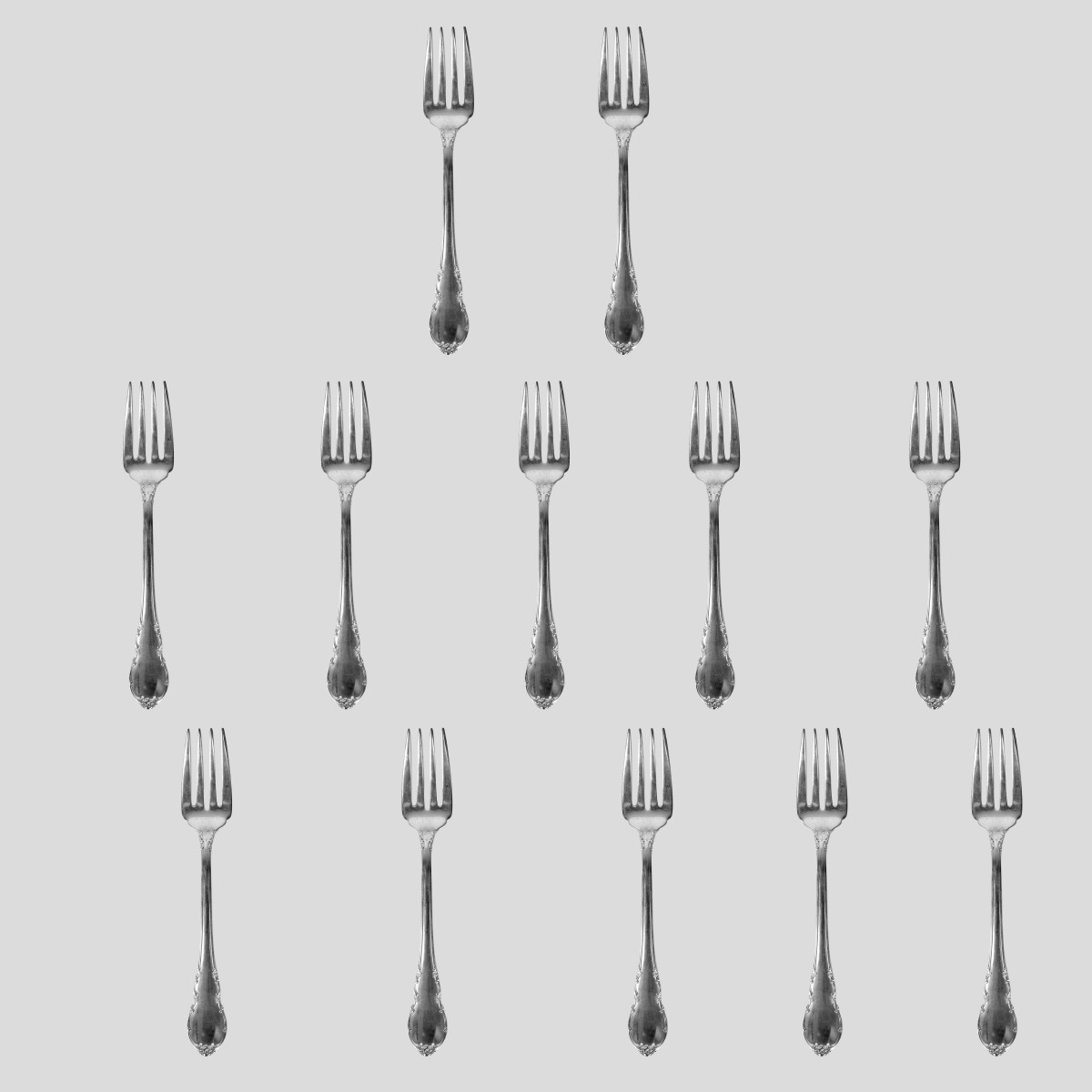 Twelve Lunt Sterling Salad Forks