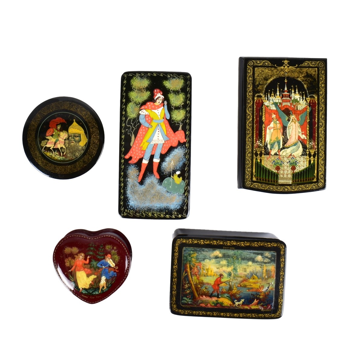 Russian Lacquered Wooden Boxes