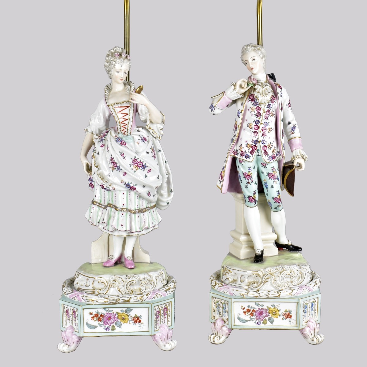 Vintage Dresden style Porcelain Lamps