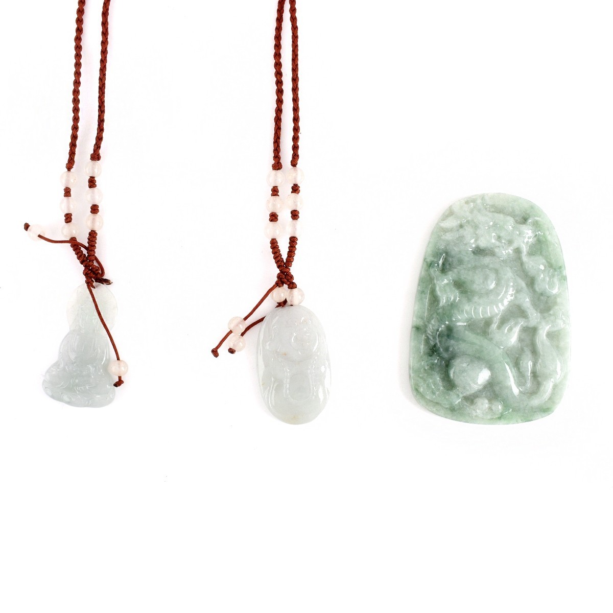 Three Hardstone Jadeite Pendants