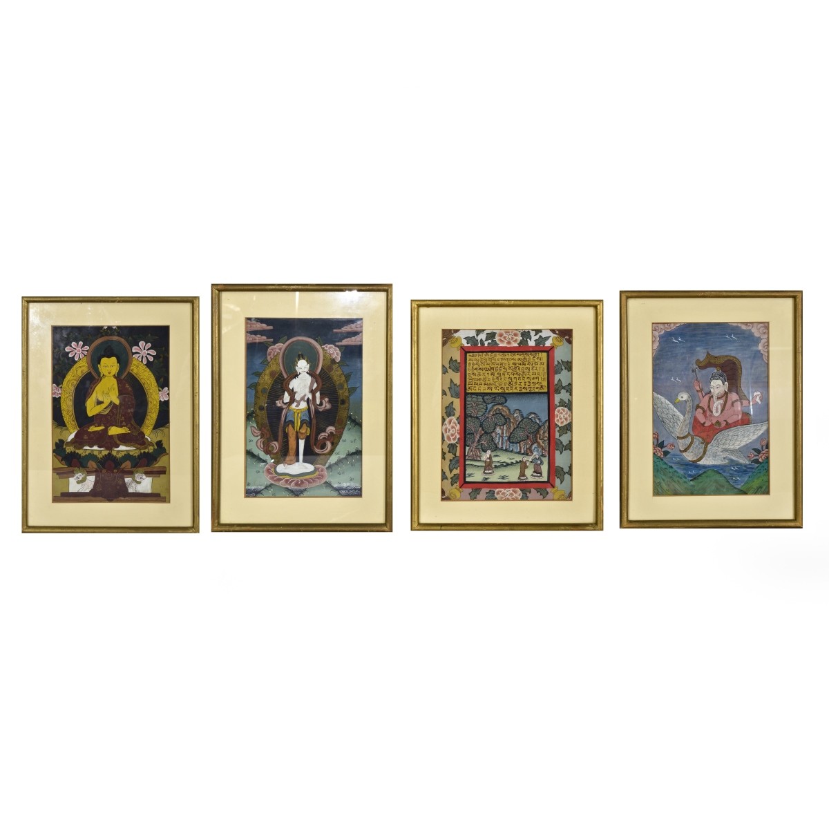 Four Framed Buddhist Thangka Paintings