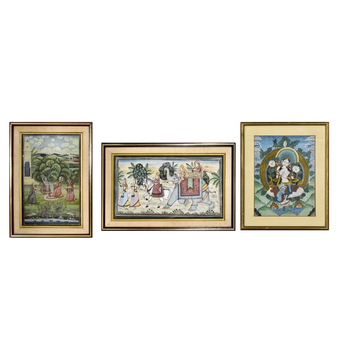 Three Framed Indian Buddhist Paintings