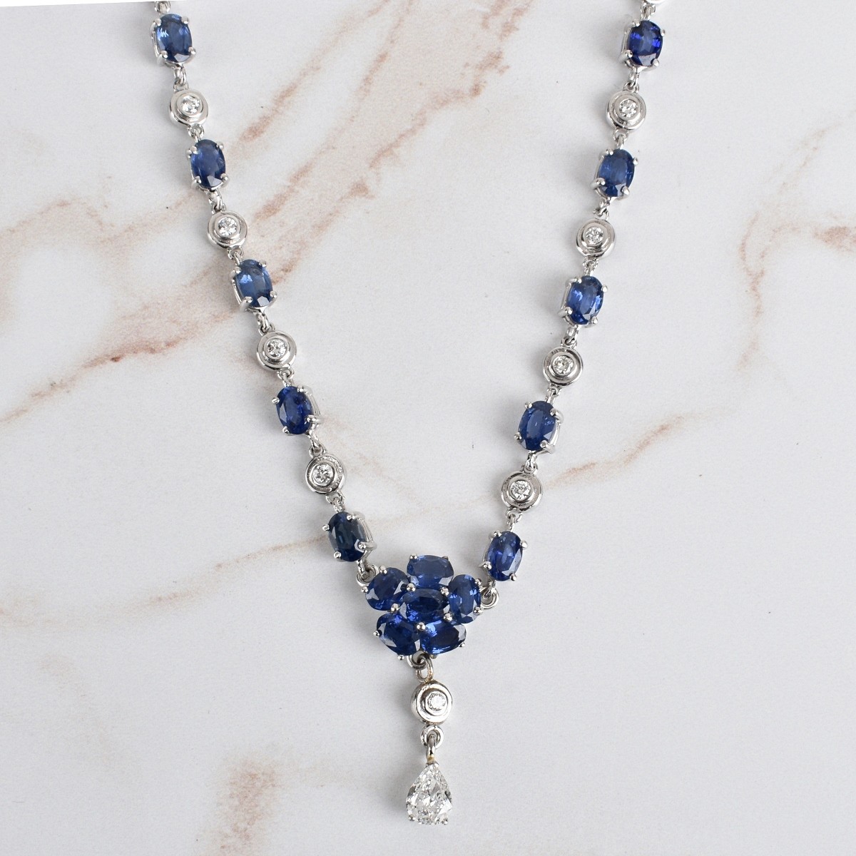 Ceylon Sapphire, Diamond and 14K Necklace