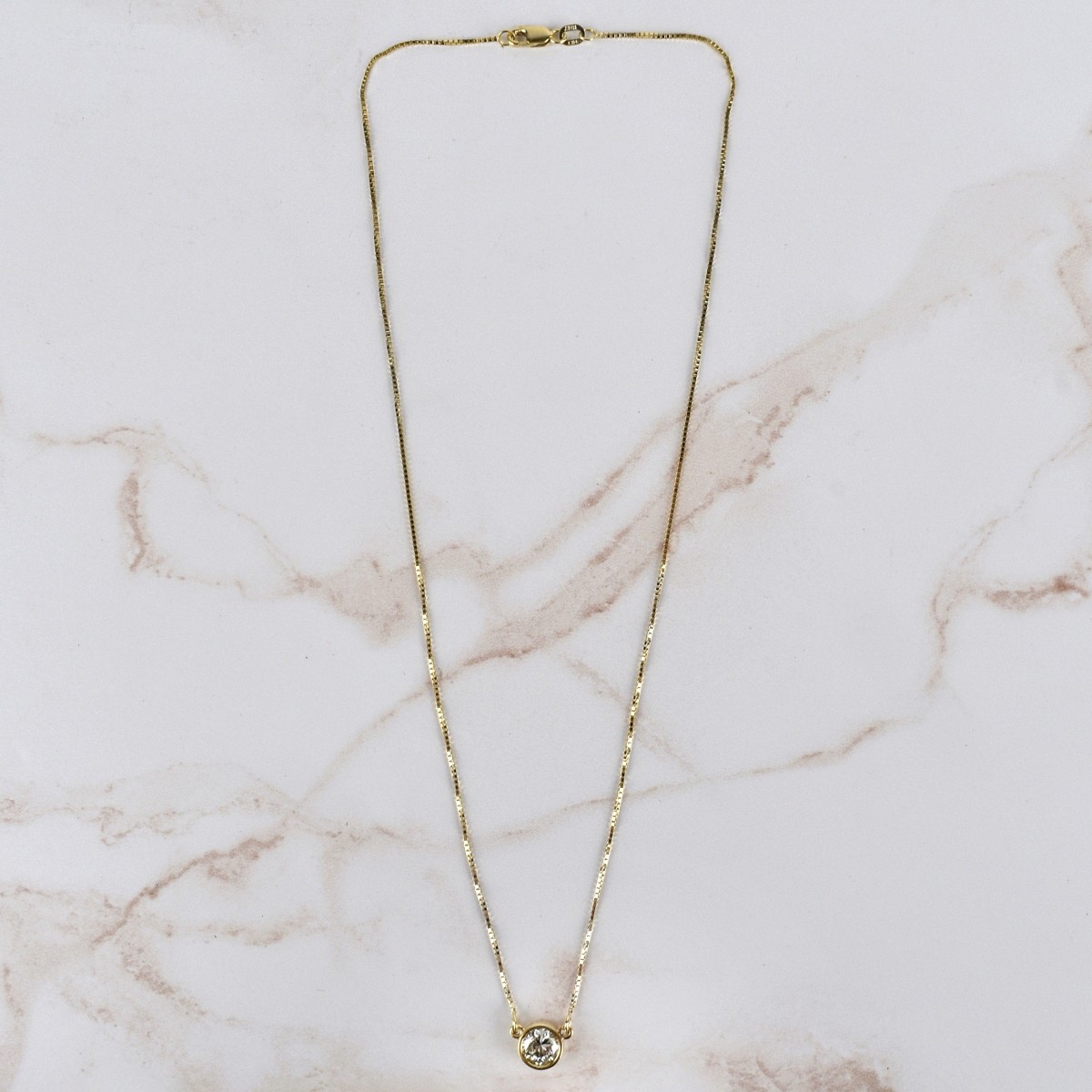 GIA Diamond and 14K Necklace