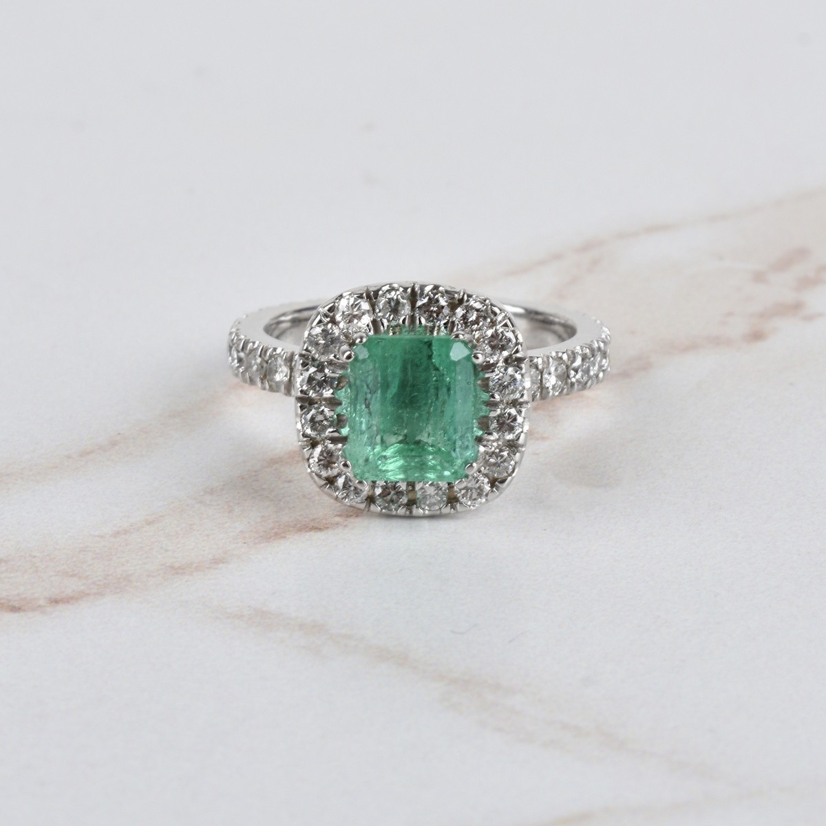 Emerald, Diamond and 14K Ring