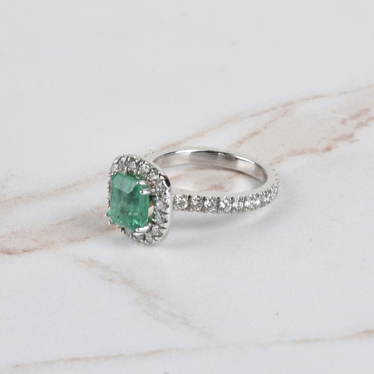 Emerald, Diamond and 14K Ring