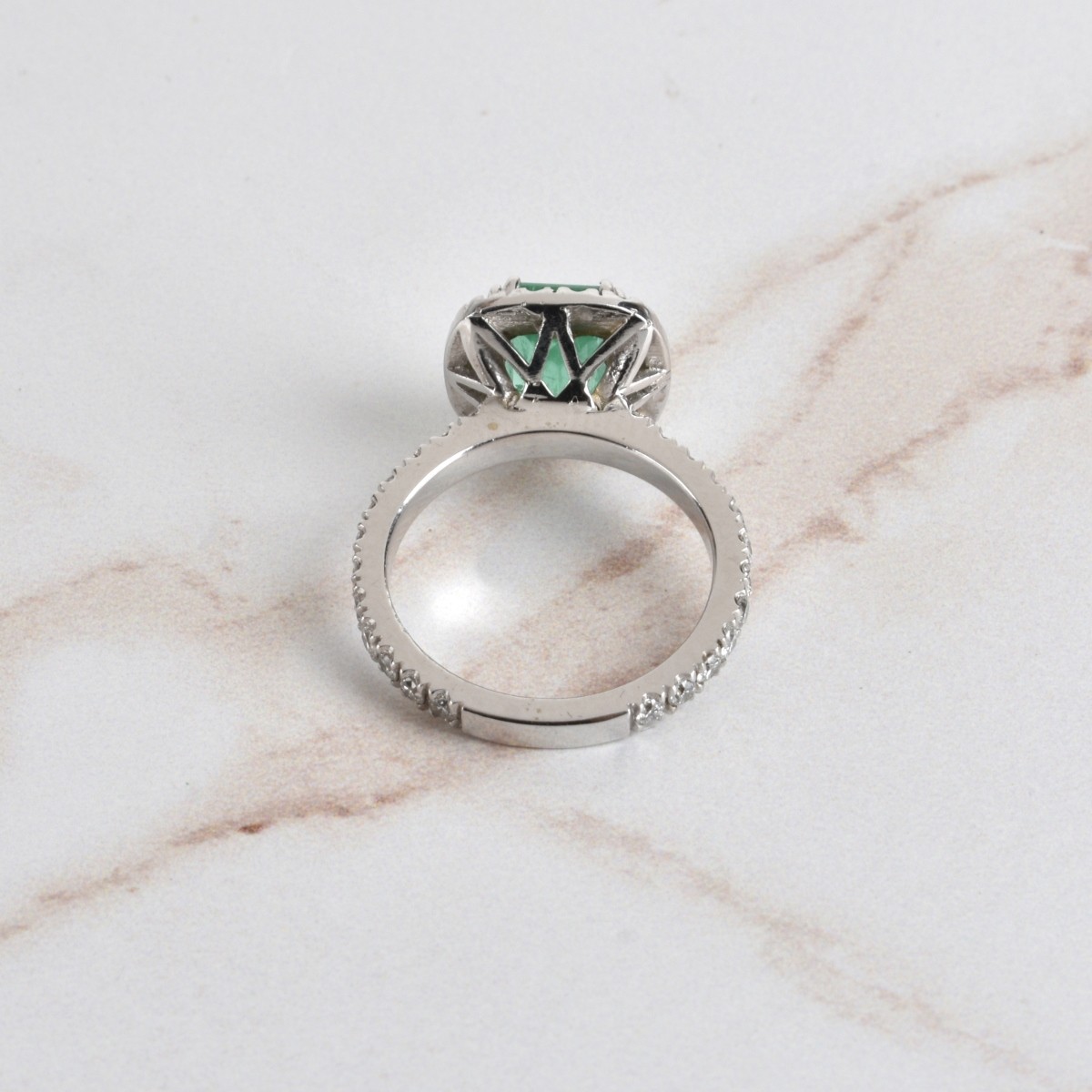 Emerald, Diamond and 14K Ring