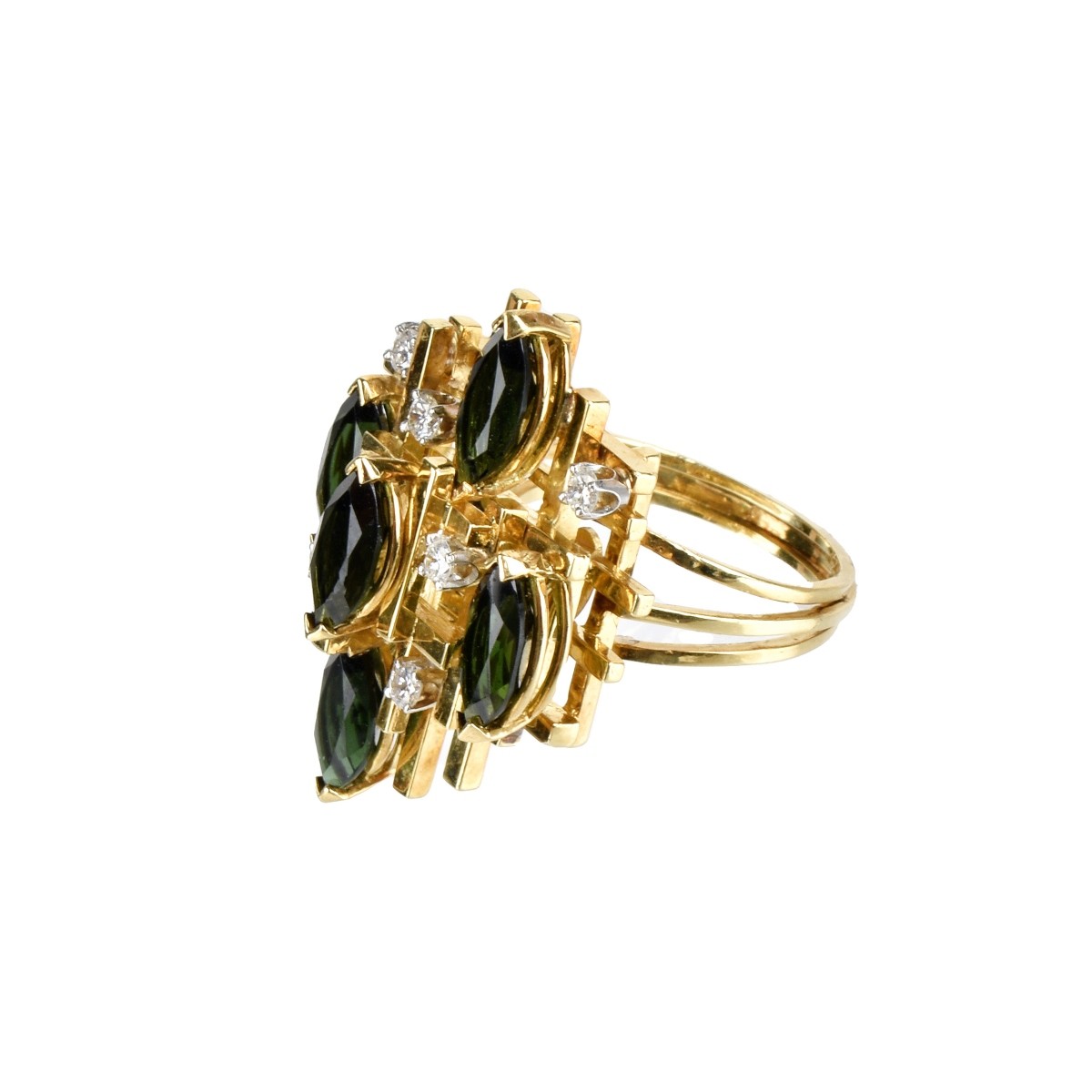 Diamond, Tourmaline and 18K Ring