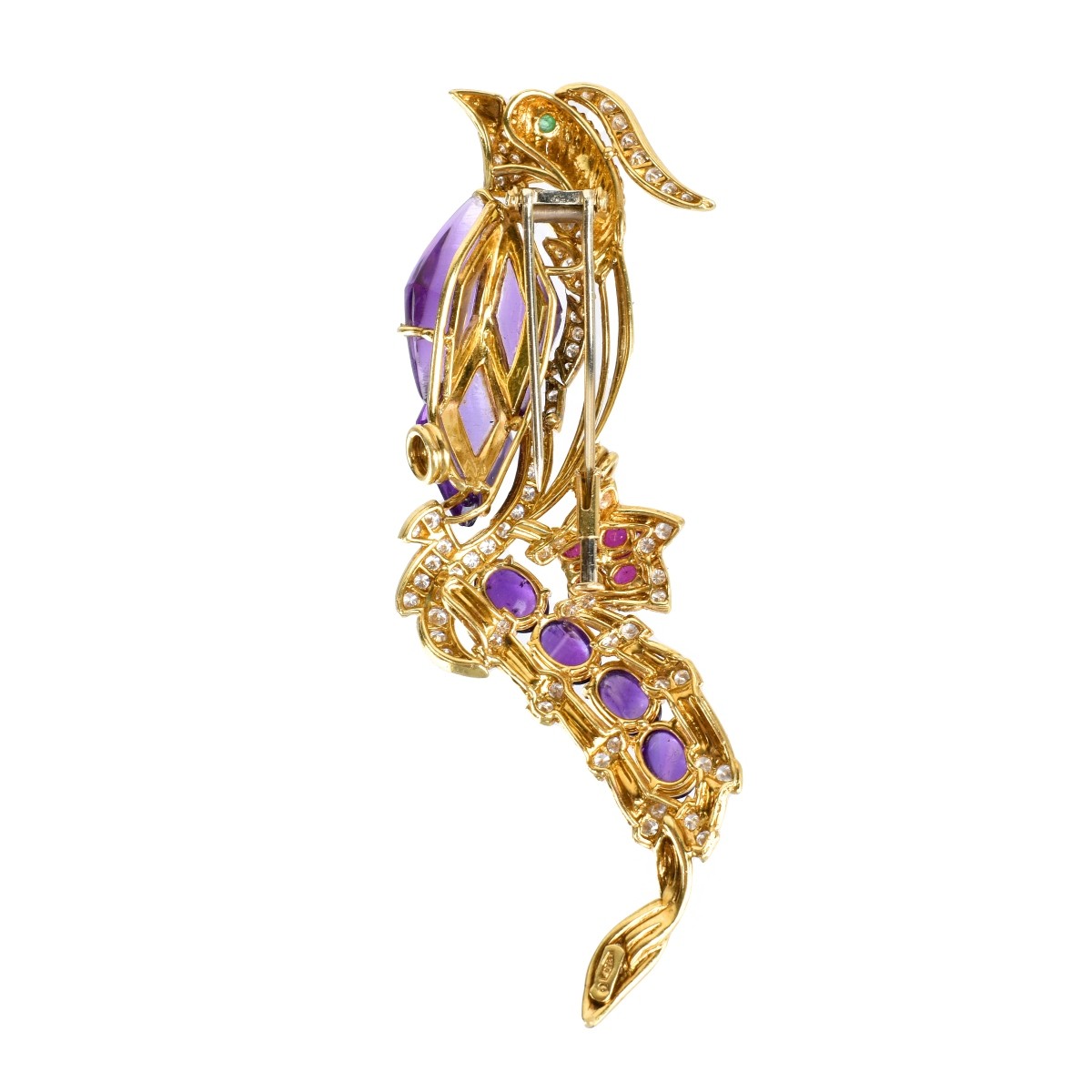 French Gemstone and 18K Brooch