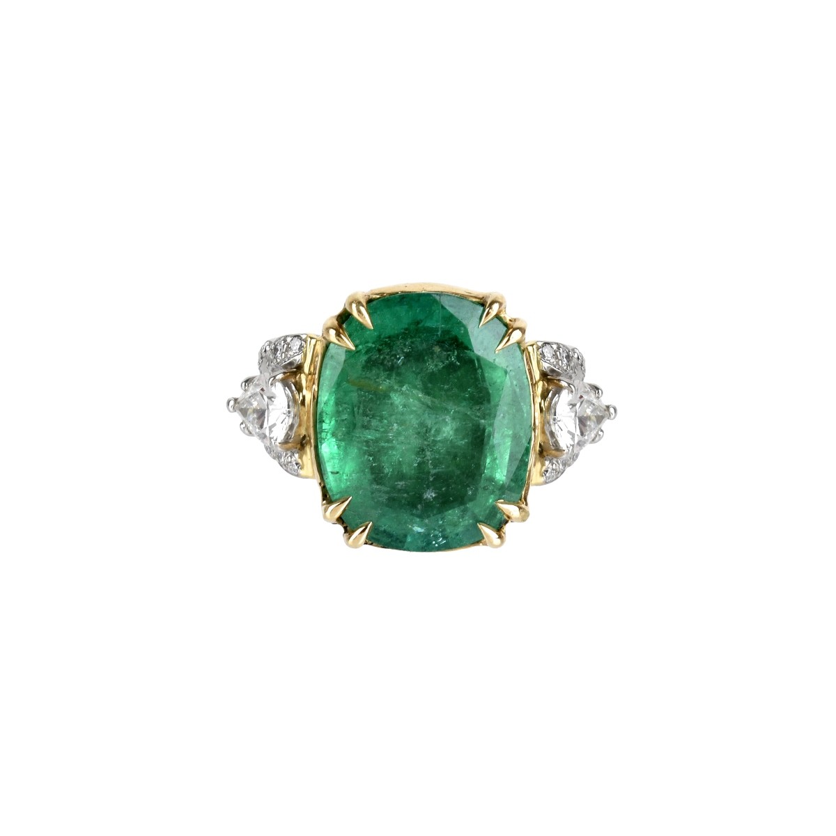 GIA Emerald, Diamond, Platinum and 18K Ring