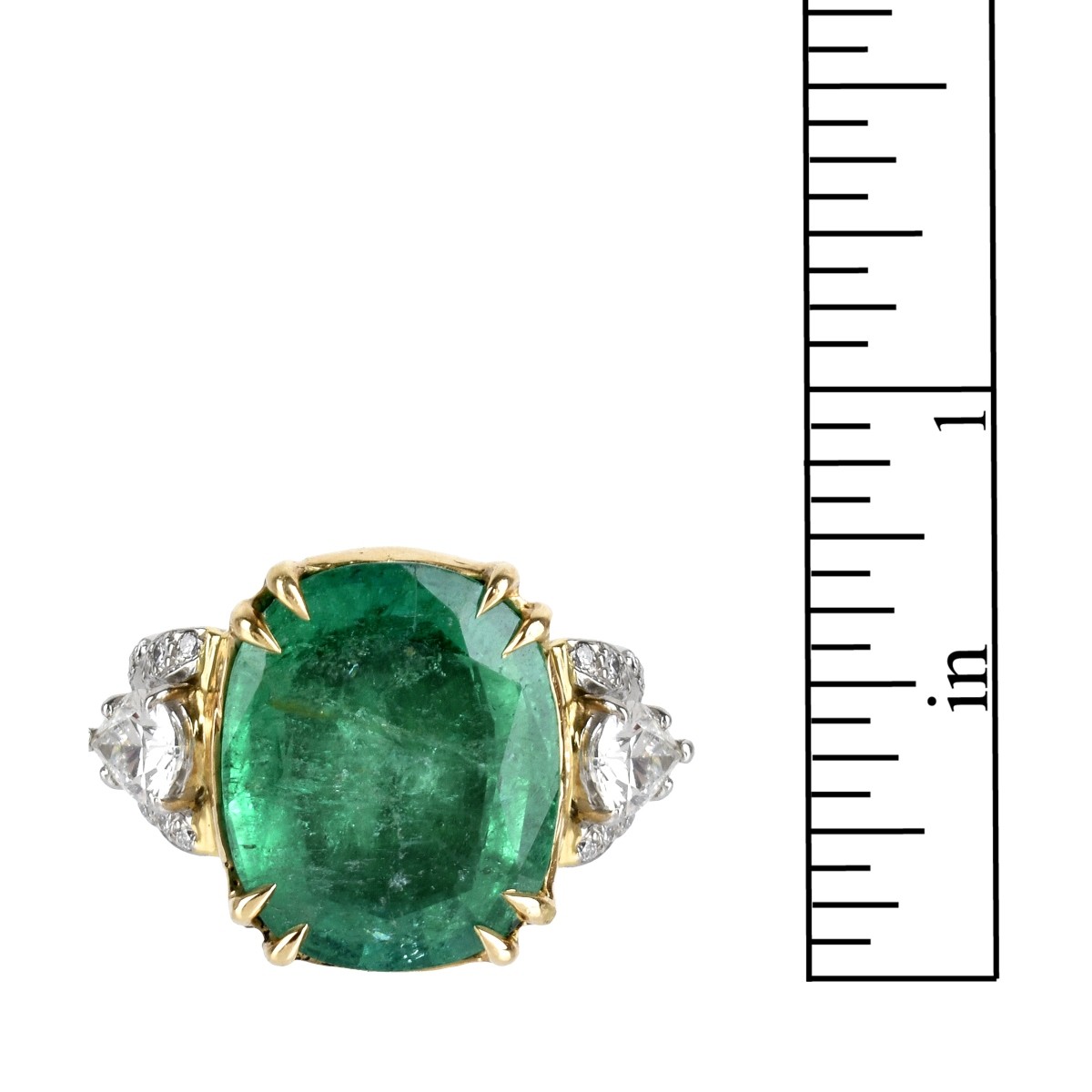 GIA Emerald, Diamond, Platinum and 18K Ring