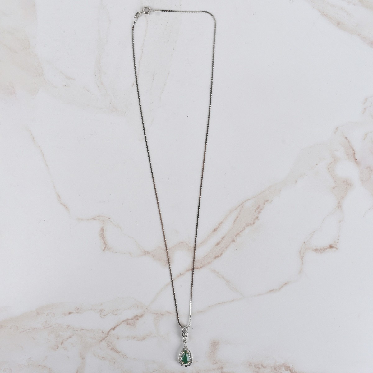 Emerald, Diamond and 14K Necklace