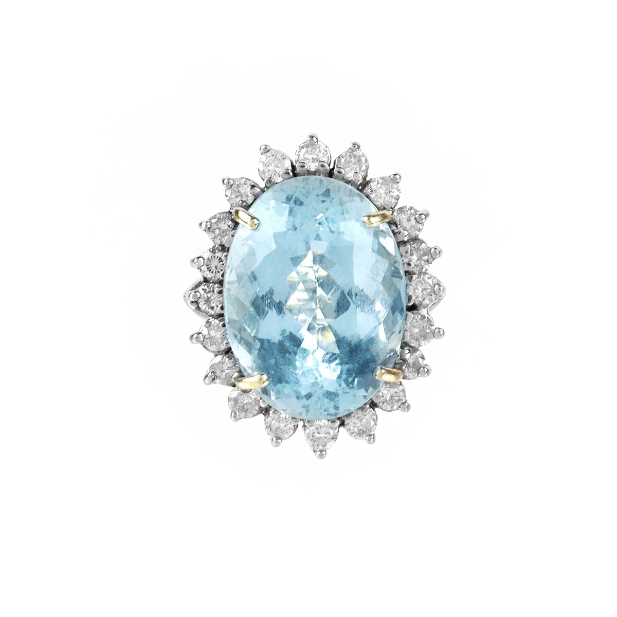 Aquamarine, Diamond and 14K Ring