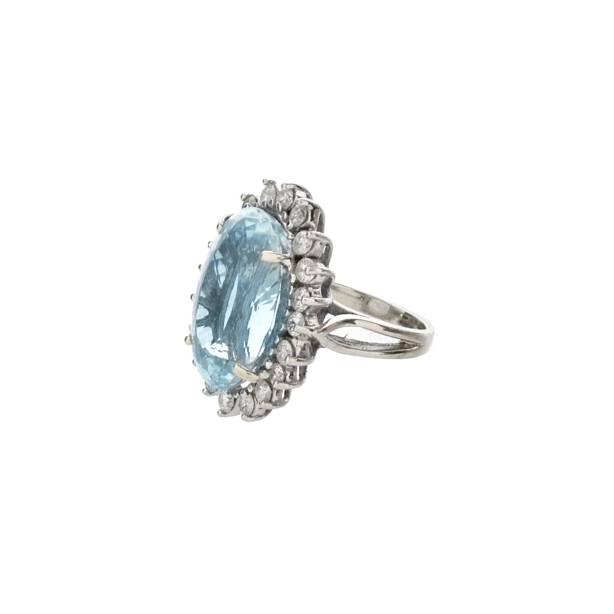 Aquamarine, Diamond and 14K Ring