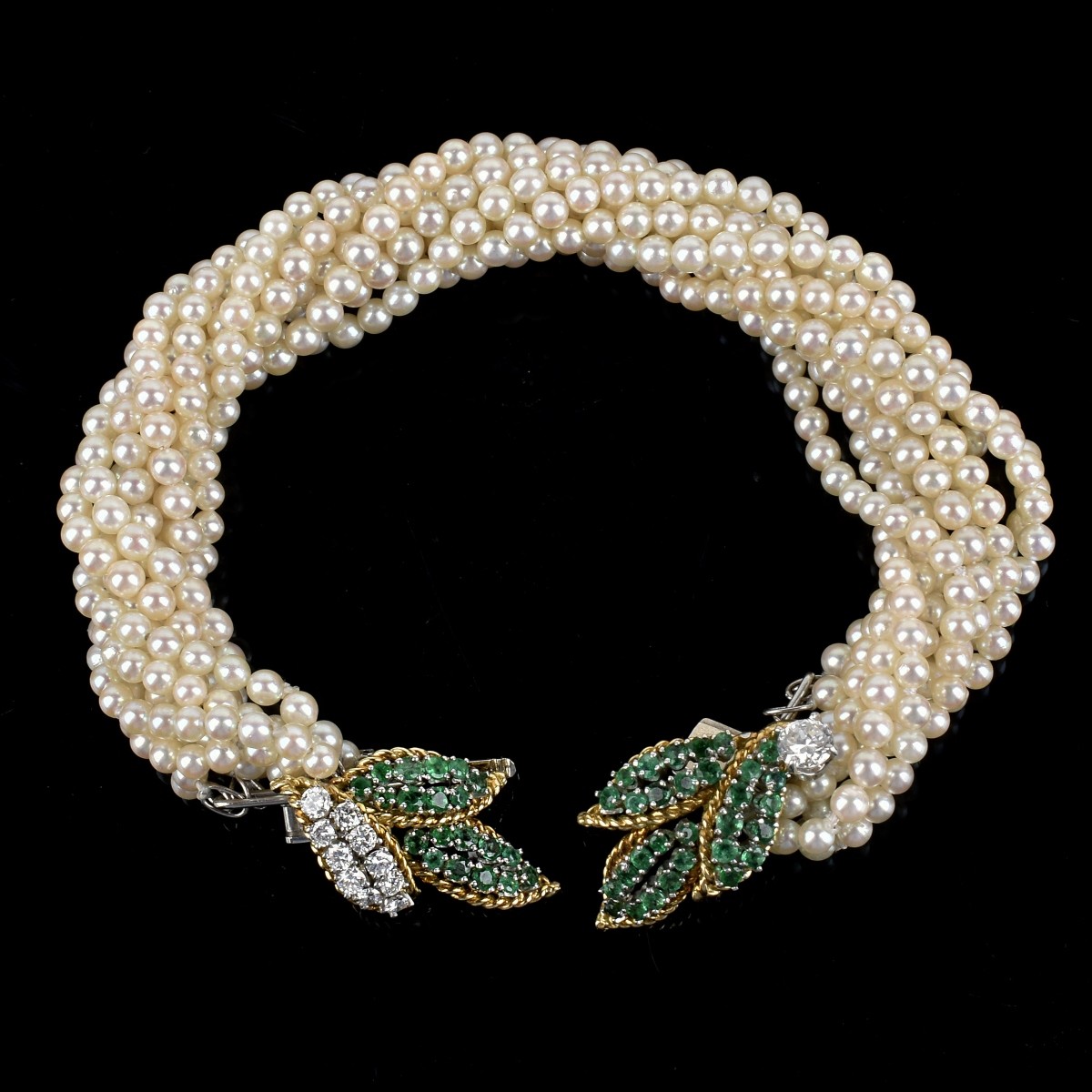 Pearl, Diamond, Emerald and 18K Bracelet