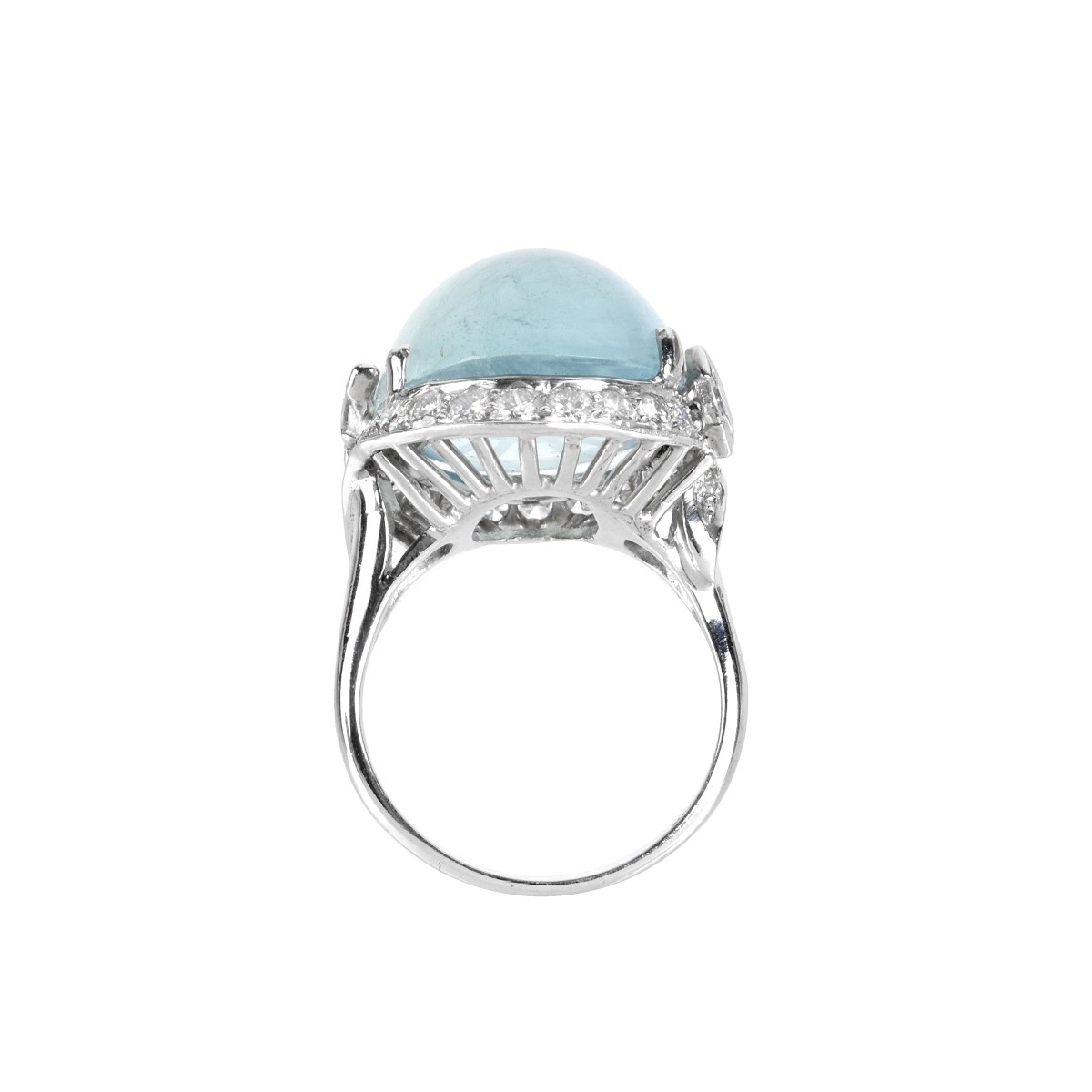 Aquamarine, Diamond and Platinum Ring