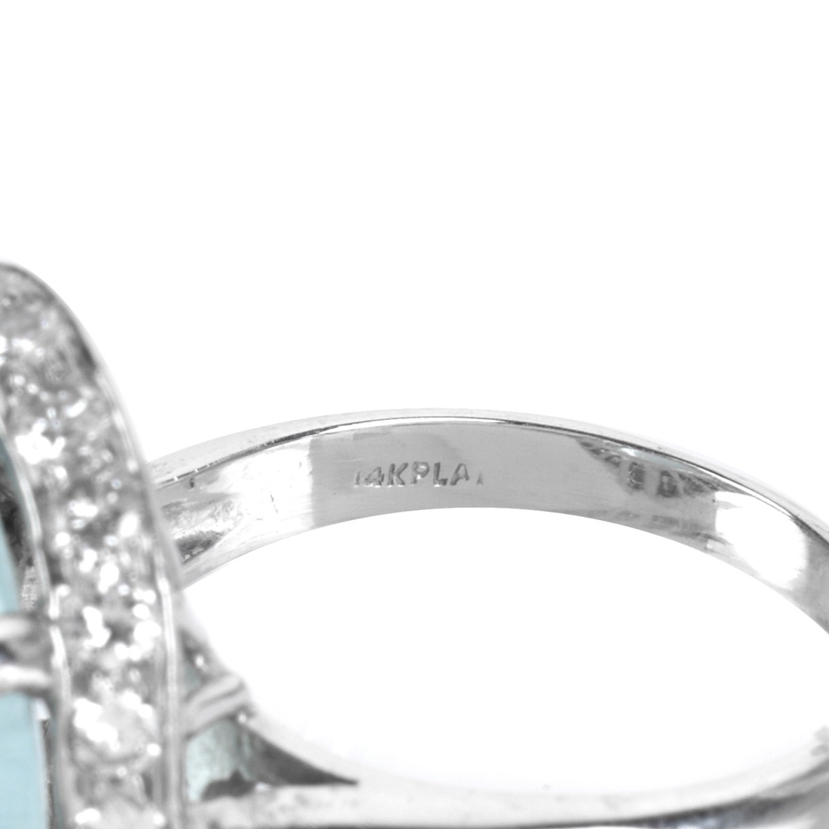 Aquamarine, Diamond and Platinum Ring