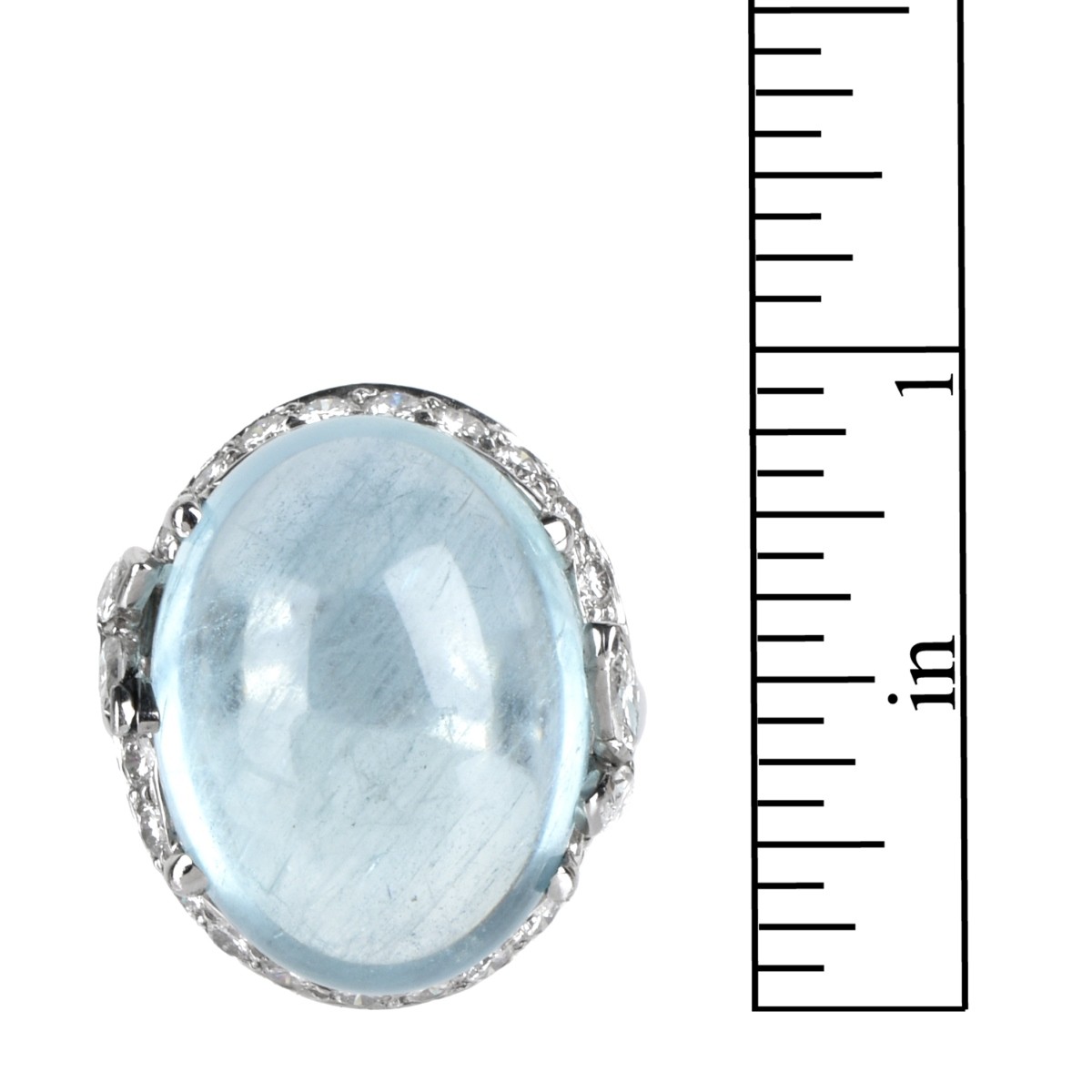 Aquamarine, Diamond and Platinum Ring