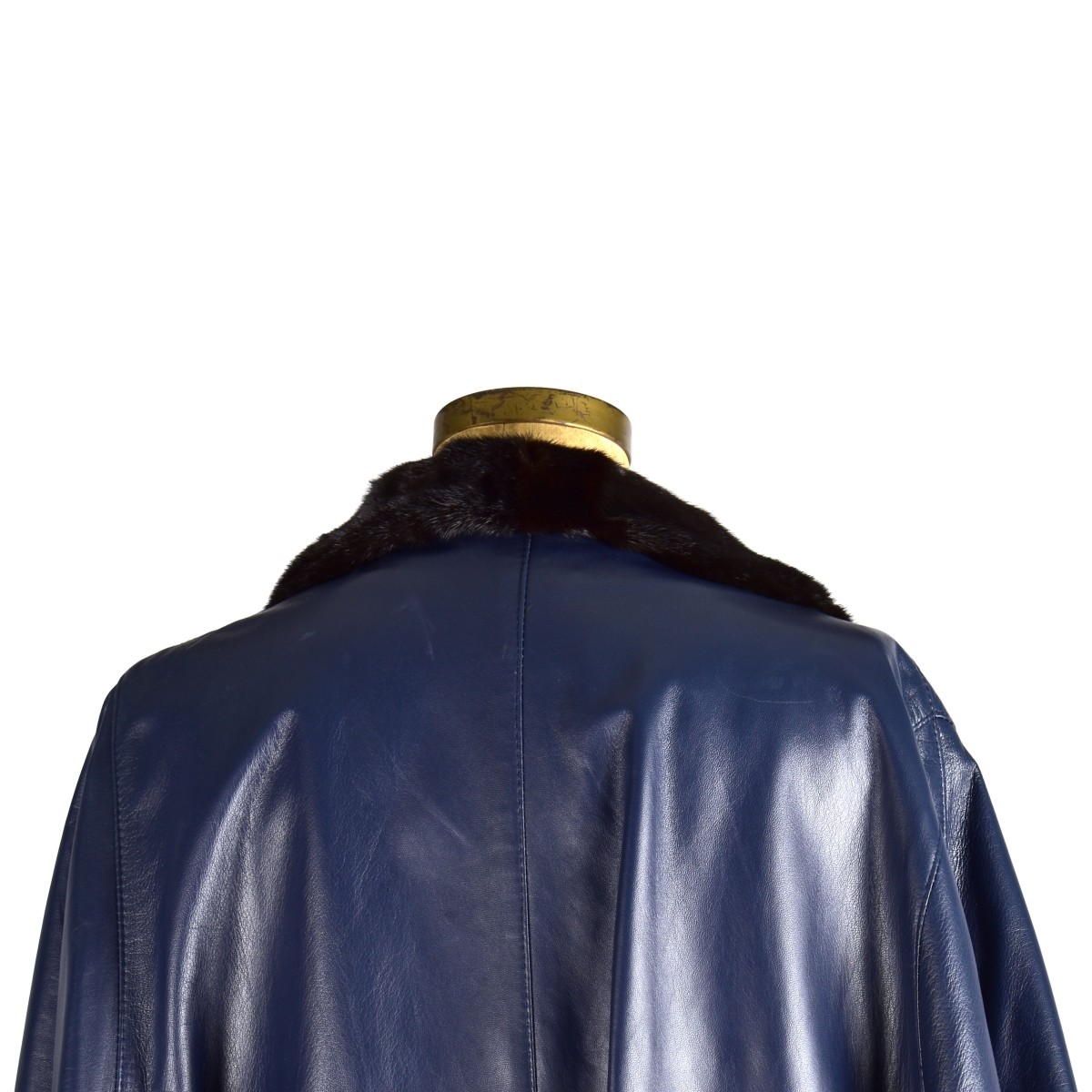 Italian Blue Leather Cape w/ Sable Collar