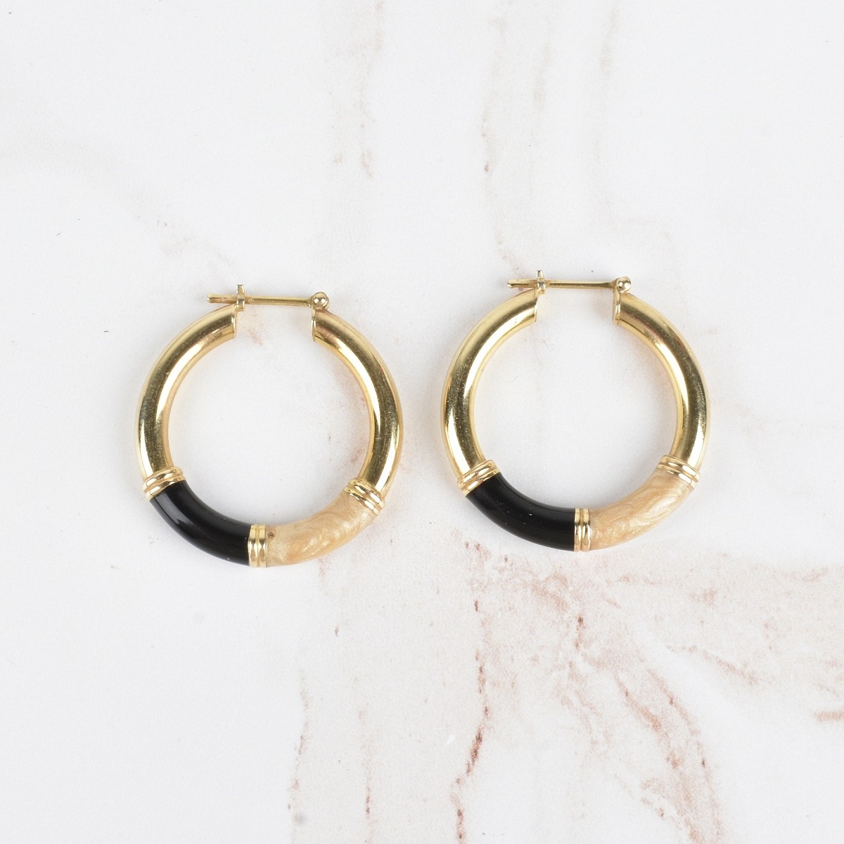 14K and Enamel Earrings