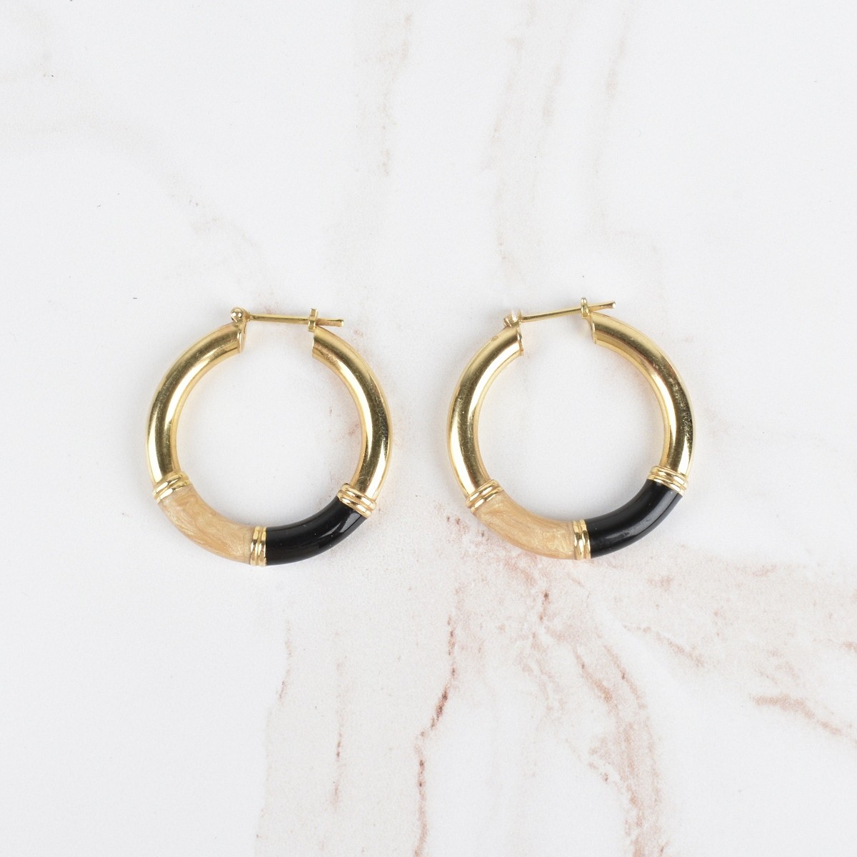 14K and Enamel Earrings