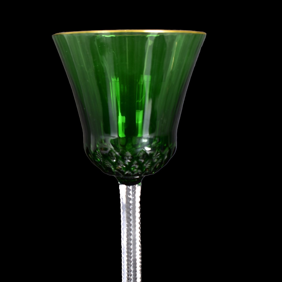 St. Louis Emerald Color Hock Wine Stems