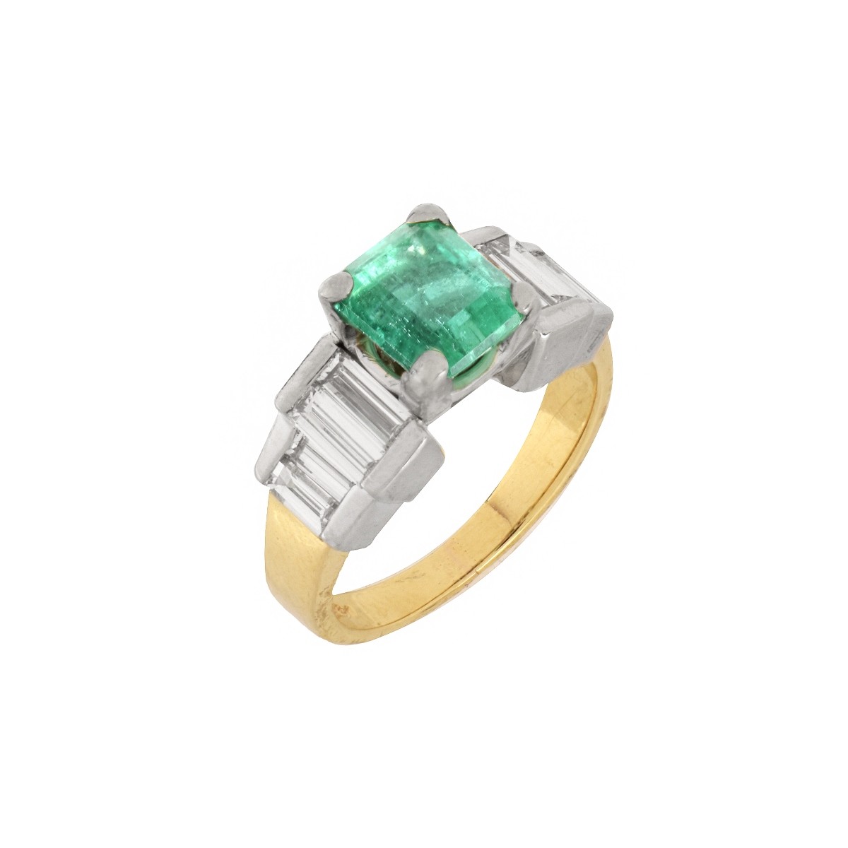 Emerald, Diamond and 14K Ring