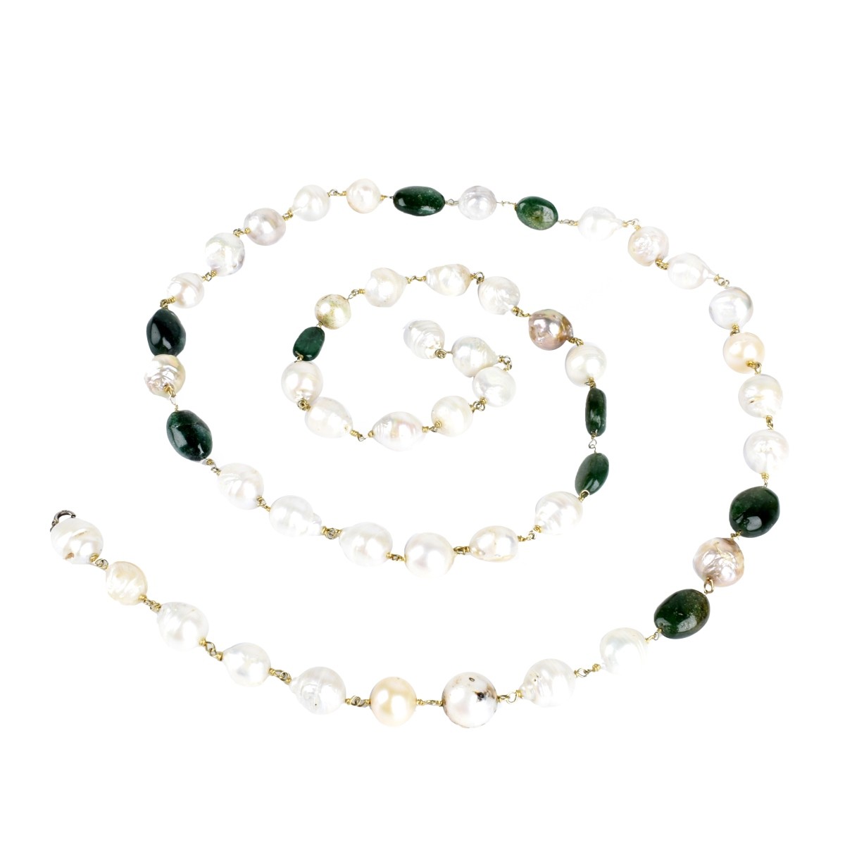 Baroque Pearl and Emerald Necklace