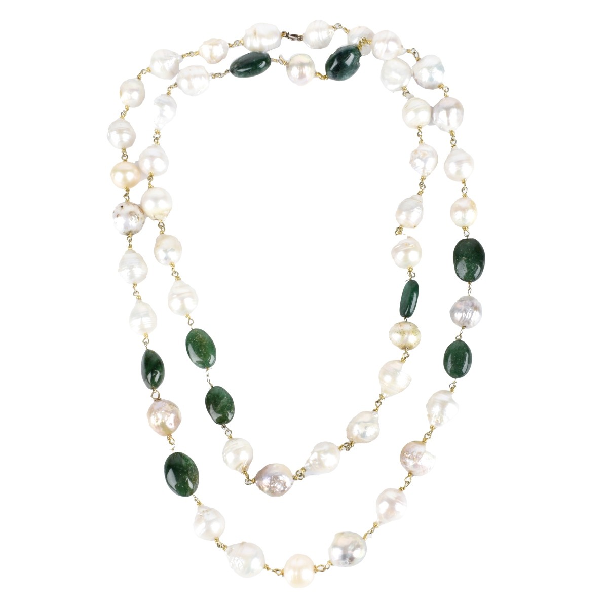 Baroque Pearl and Emerald Necklace