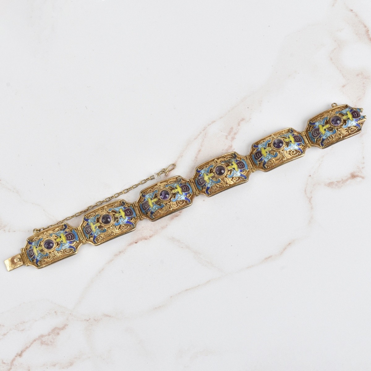 Chinese Enamel and Vermeil Bracelet