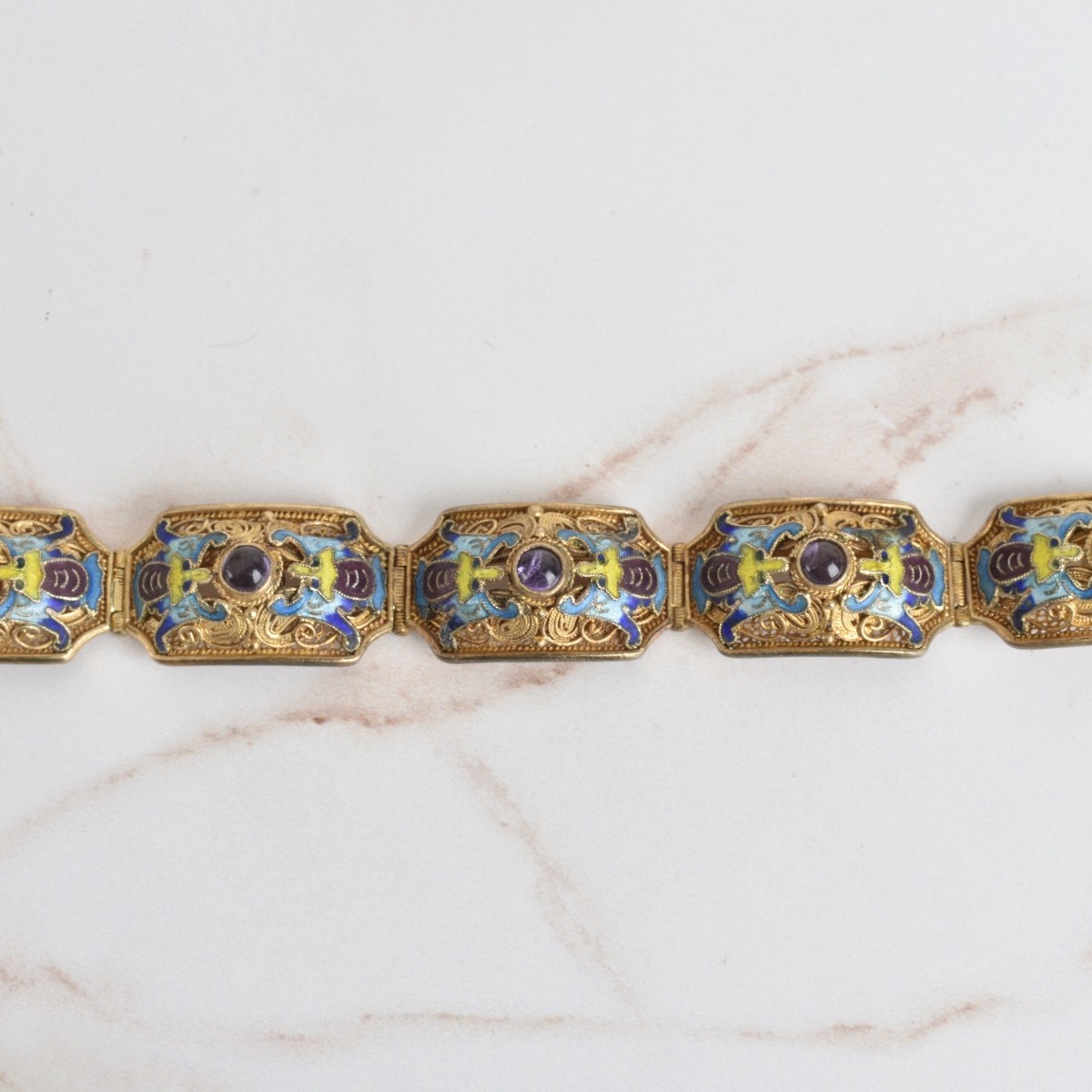 Chinese Enamel and Vermeil Bracelet