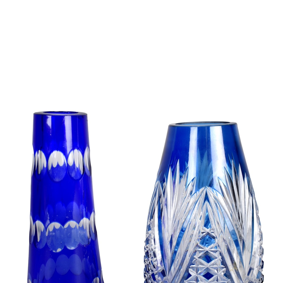 Two Czech Cut to Clear Glass Vases