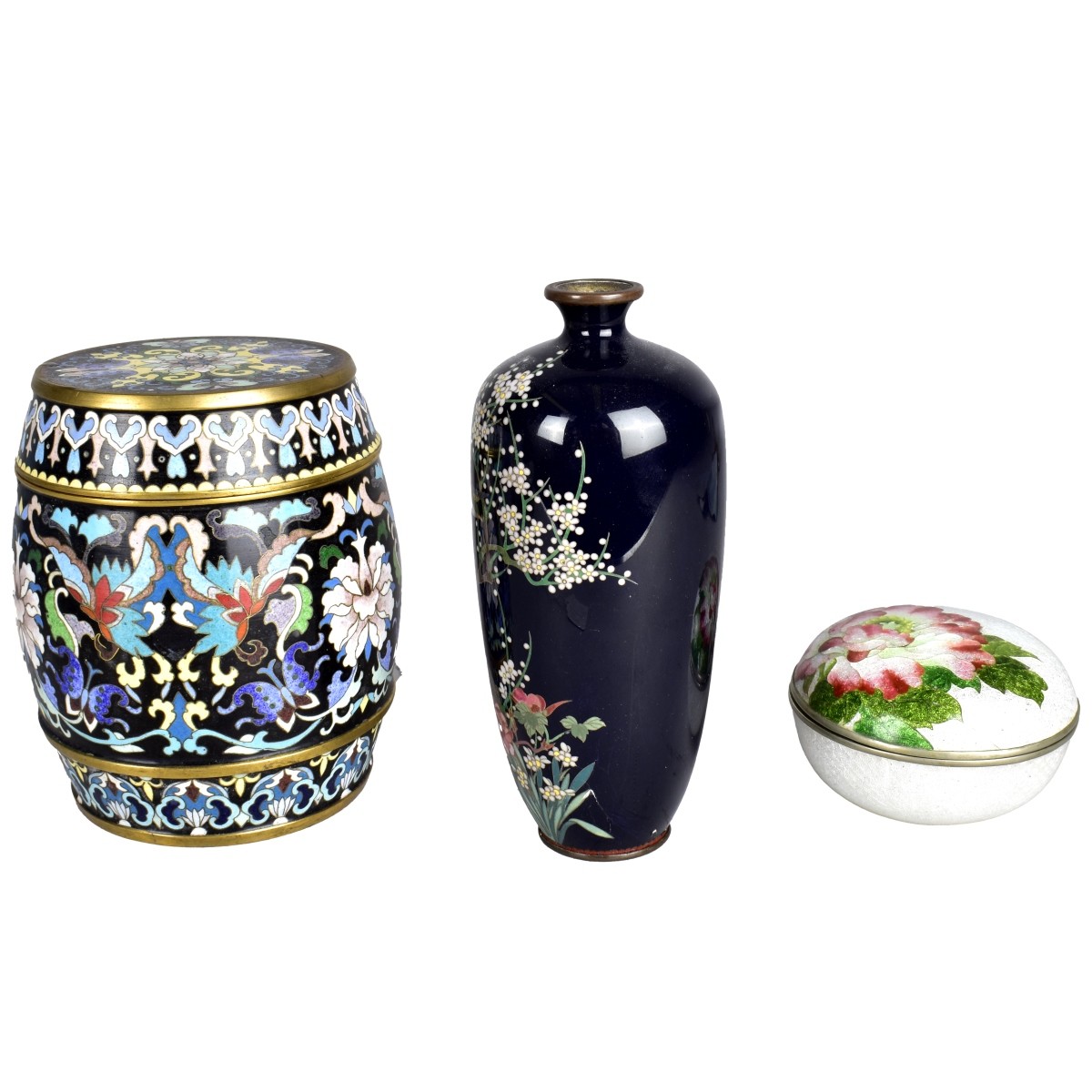 Three Oriental Cloisonne Enamel Tableware