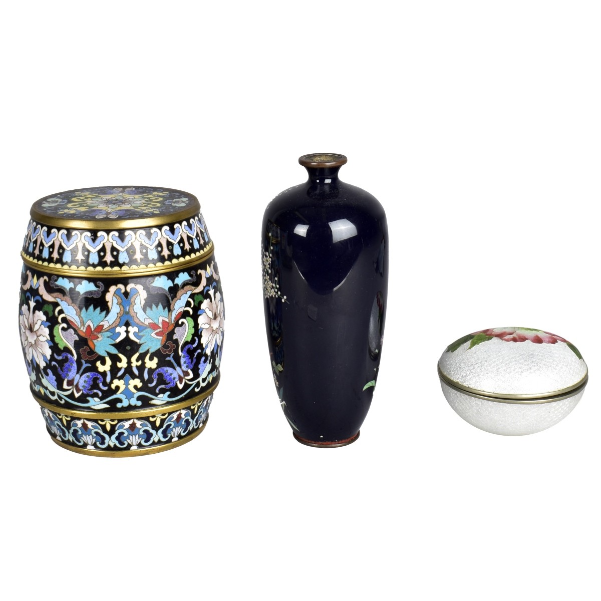 Three Oriental Cloisonne Enamel Tableware